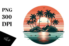 Retro Tropical Island Sunset, 20 oz Tumbler Product Image 1