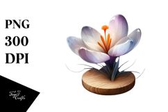 Glossy Wood Flower Watercolor Splash PNG Product Image 1