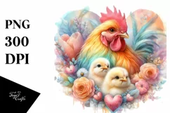 Adorned Pastel Chicken with Big Heart PNG Product Image 1