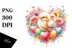 Adorned Pastel Chicken with Big Heart PNG Product Image 1