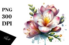 Freesia Golden Watercolor Clipart Product Image 1