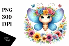 Cute Cartoon Style Watercolor Butterfly Flower Crown Product Image 1