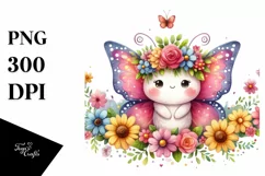 Colorful Butterfly with Flower Crown | Clipart Product Image 3