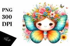 Cute Cartoon Style Watercolor Butterfly Flower Crown Product Image 1