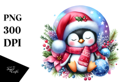 Baby Penguin Watercolor Sleeping Christmass Product Image 1