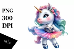 Colorful Unicorn in Modern Dancer's Outfit PNG Product Image 1