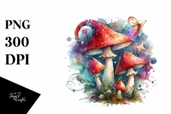 Magical Mushroom Watercolor Splash PNG Product Image 1