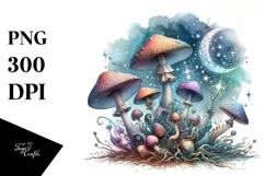 Magical Mushroom Watercolor Splash PNG Product Image 3