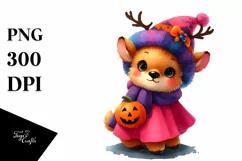 Simple Watercolor Vibrant Baby Elk Halloween Product Image 3