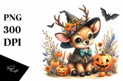 Cute Baby Elk Halloween Scene | Clipart Product Image 3