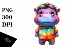 Colorful Baby Hippo | Summer Clipart Product Image 1