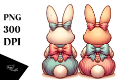 Vintage Sitting Bunnies PNG Product Image 1