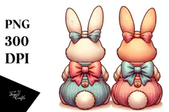 Vintage Sitting Bunnies PNG Product Image 1