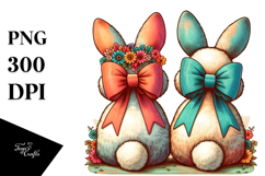Vintage Sitting Bunnies PNG Product Image 1
