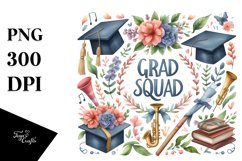 Vibrant Grad Squad Watercolor | Clipart Product Image 3