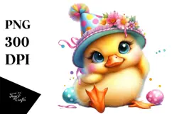 Adorable Baby Duck with Party Hat PNG Product Image 1