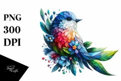 Abstract Vibrant Bird Flowers Frame PNG Product Image 1