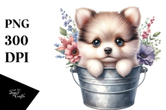 Cute Baby Dog with Flowers PNG Product Image 1
