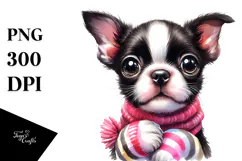 Happy Boston Terrier, Transparent PNG Product Image 1