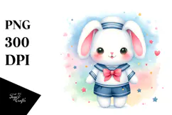 Baby Bunny Watercolor Sailor Suit Product Image 1