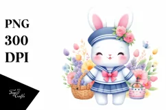 Baby Bunny Sailor Suit Cute Clipart Product Image 4