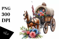 Vintage Horse Wagon Sublimation Clipart Product Image 1