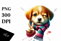 Victory Puppy Watercolor PNG Product Image 1