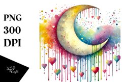 Adorned Half Moon with Hearts PNG Product Image 1