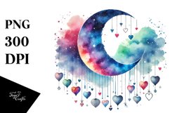 Adorned Half Moon with Hearts PNG Product Image 1