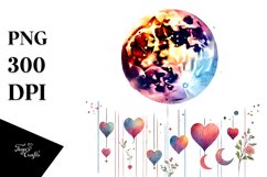 Adorned Half Moon with Hearts PNG Product Image 1