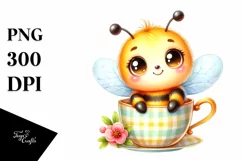 Colorful Baby Bee in Tea Cup | Clipart Product Image 3