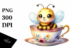 Colorful Baby Bee in Tea Cup | Clipart Product Image 3