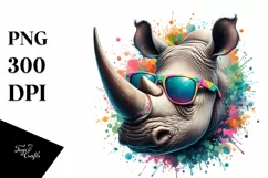 Colorful Artistic Rhino Sticker Clipart Product Image 1