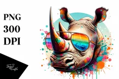 Colorful Artistic Rhino Sticker Clipart Product Image 3