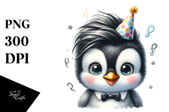 Cute Baby Penguin with Cool Haircut PNG Product Image 1