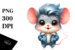 Funny Baby Mouse with Cool Hair PNG Product Image 1