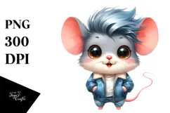 Funny Baby Mouse with Cool Hair PNG Product Image 1