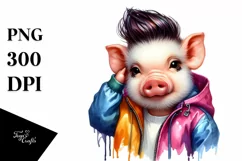 Cute Baby Pig Posing Like a Model PNG Product Image 1