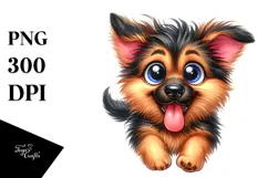 Cute German Shepherd, Watercolor PNG Product Image 1