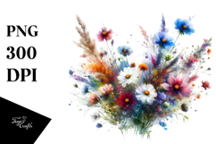 Abstract Vibrant Wild Flowers PNG Product Image 1