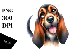Cute Bloodhound, Watercolor PNG Product Image 1