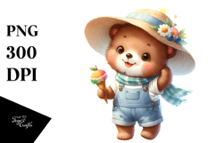 Smiling Baby Bear with Summer Clothes PNG Product Image 1