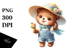 Smiling Baby Bear with Summer Clothes PNG Product Image 1