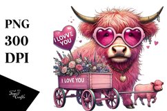 Detailed Pink Highland Cow Sunglasses PNG Product Image 1