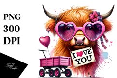 Detailed Pink Highland Cow Sunglasses PNG Product Image 1