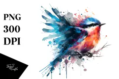 Colorful Bird Painting with Splashes, PNG Product Image 1
