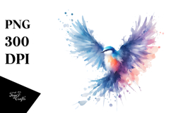 Colorful Bird Painting with Splashes, PNG Product Image 1