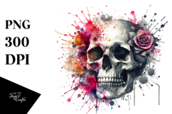 Digital Skull with Splashes PNG Product Image 1