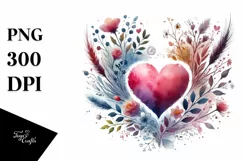 Paintbrush Style Heart Watercolor PNG Product Image 1