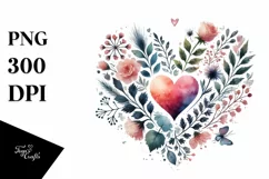 Paintbrush Style Heart Watercolor PNG Product Image 1